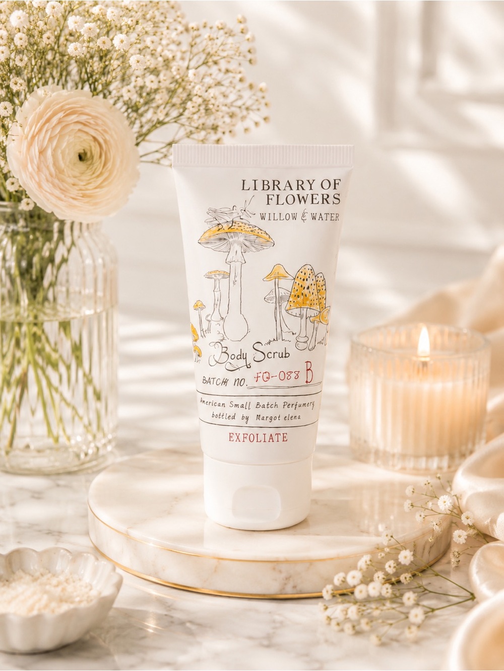 Margot Elena Library of Flowers Willow & Water Body Scrub Exfoliator